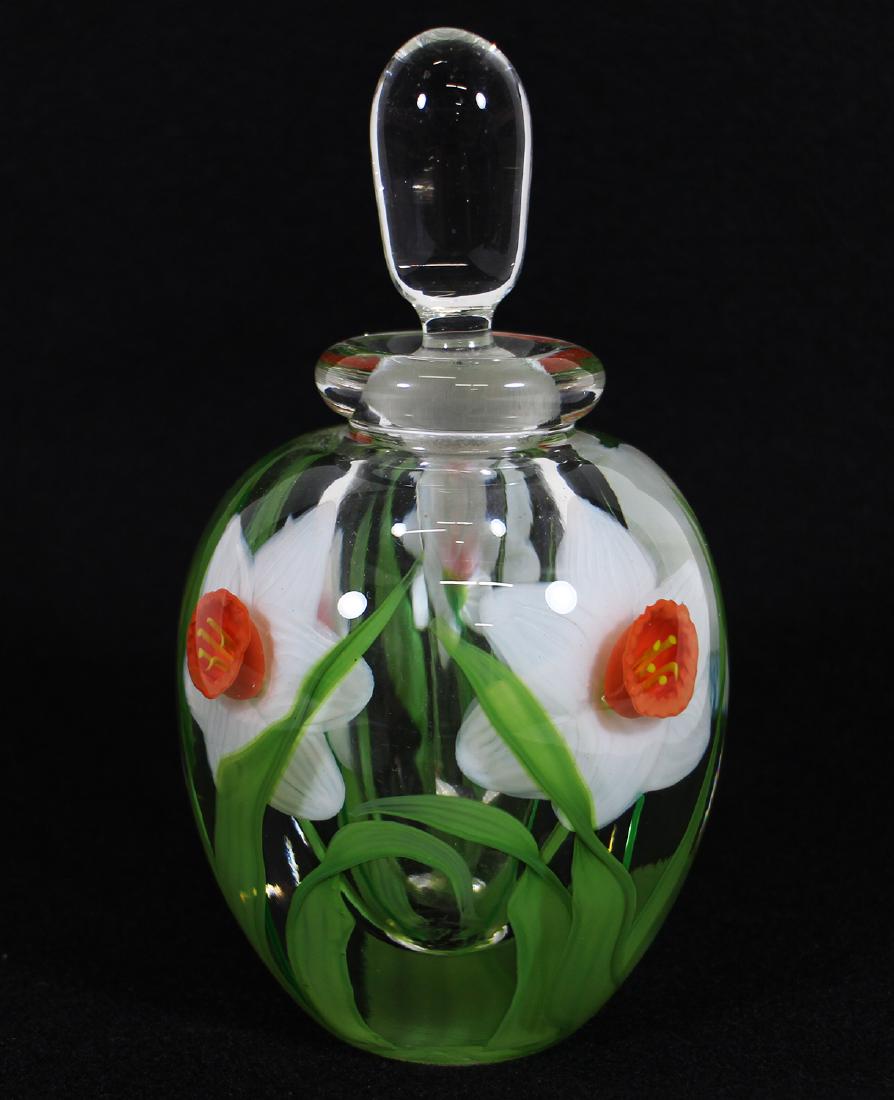 STEVEN LUNDBERG ART GLASS DAFFODIL PERFUME BOTTLE (1 of 3)