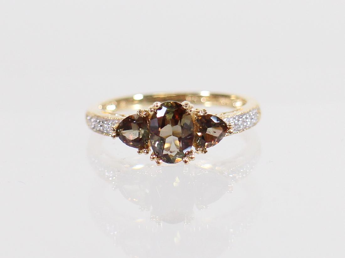 14K SMOKY QUARTZ & DIAMOND RING (1 of 3)