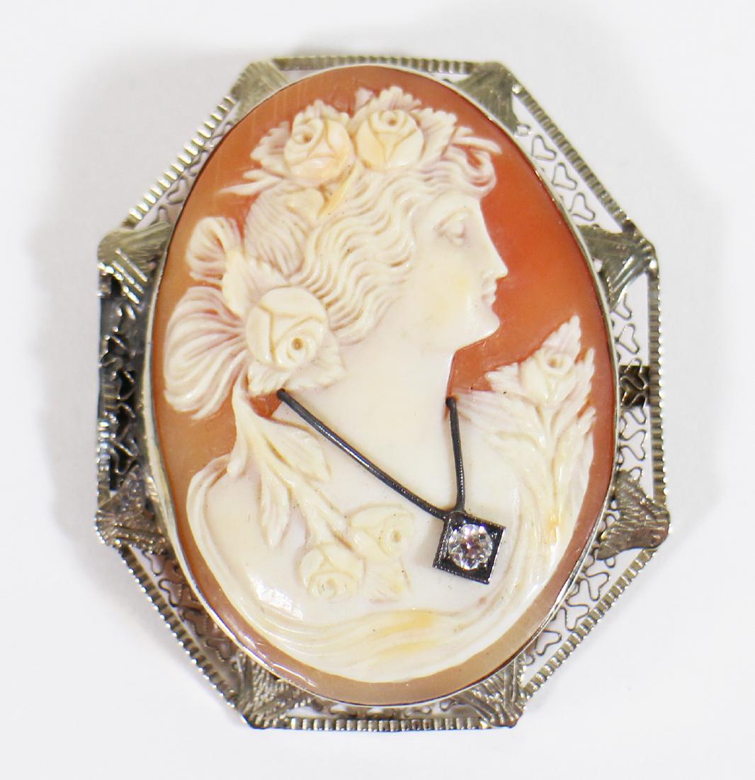 14K VICTORIAN HABILLE CAMEO PENDANT BROOCH (1 of 3)