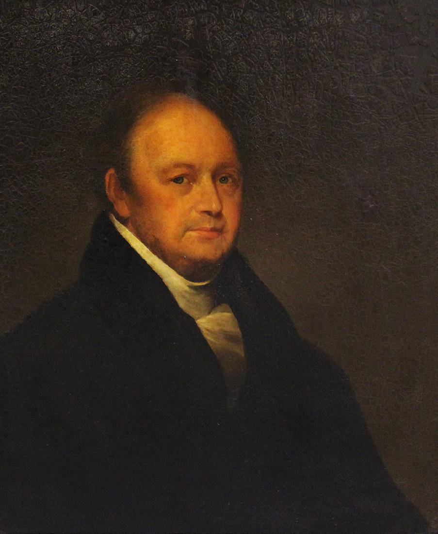 EARLY 19th C PORTRAIT U.S. SENATOR JEREMIAH MASON: Early 19th Century oil on canvas painting of Jeremiah Mason a United States Senator of New Hampshire from 1813 to 1817. The painting is attributed to artist Chester Harding. Measures 30" x 25" MASON,