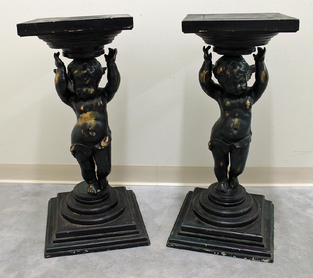 (2) CHERUB PEDESTAL STANDS (1 of 4)