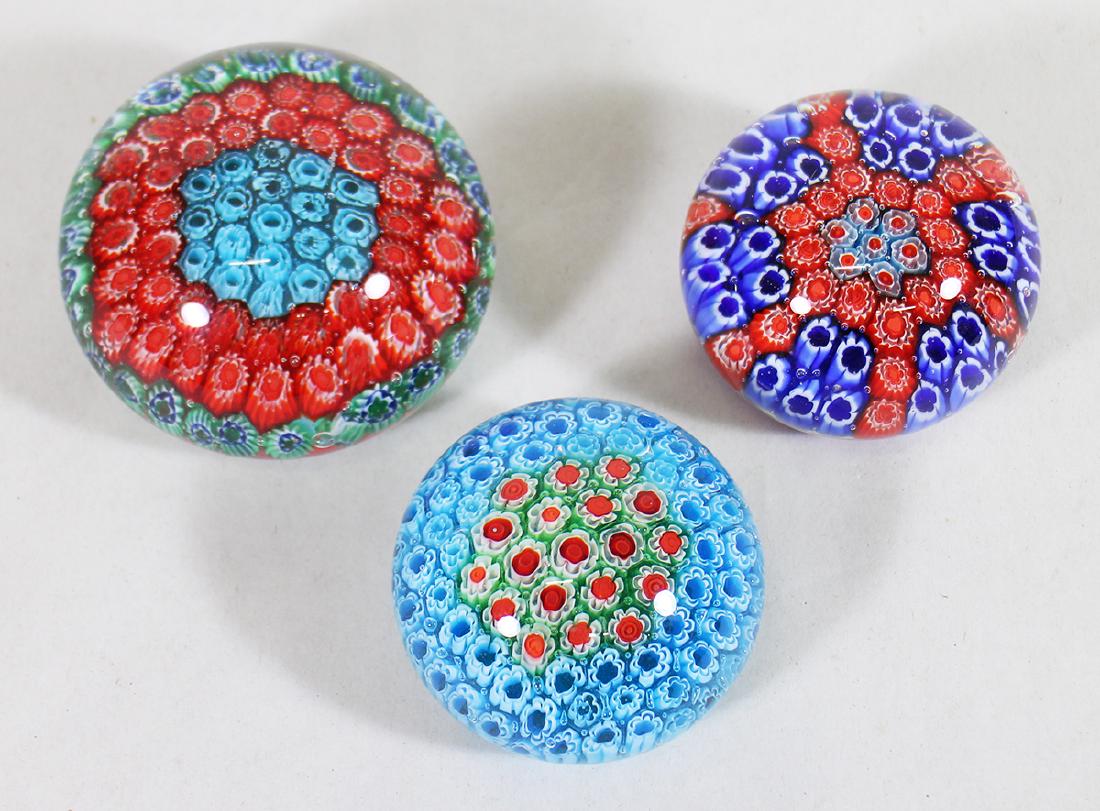 (3) MILLEFIORI ART GLASS PAPERWEIGHTS - VENI (1 of 3)
