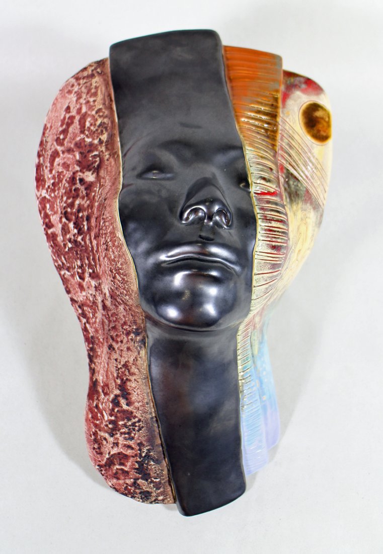 SIGNED CERAMIC WALL SCULPTURE BUST (1 of 2)