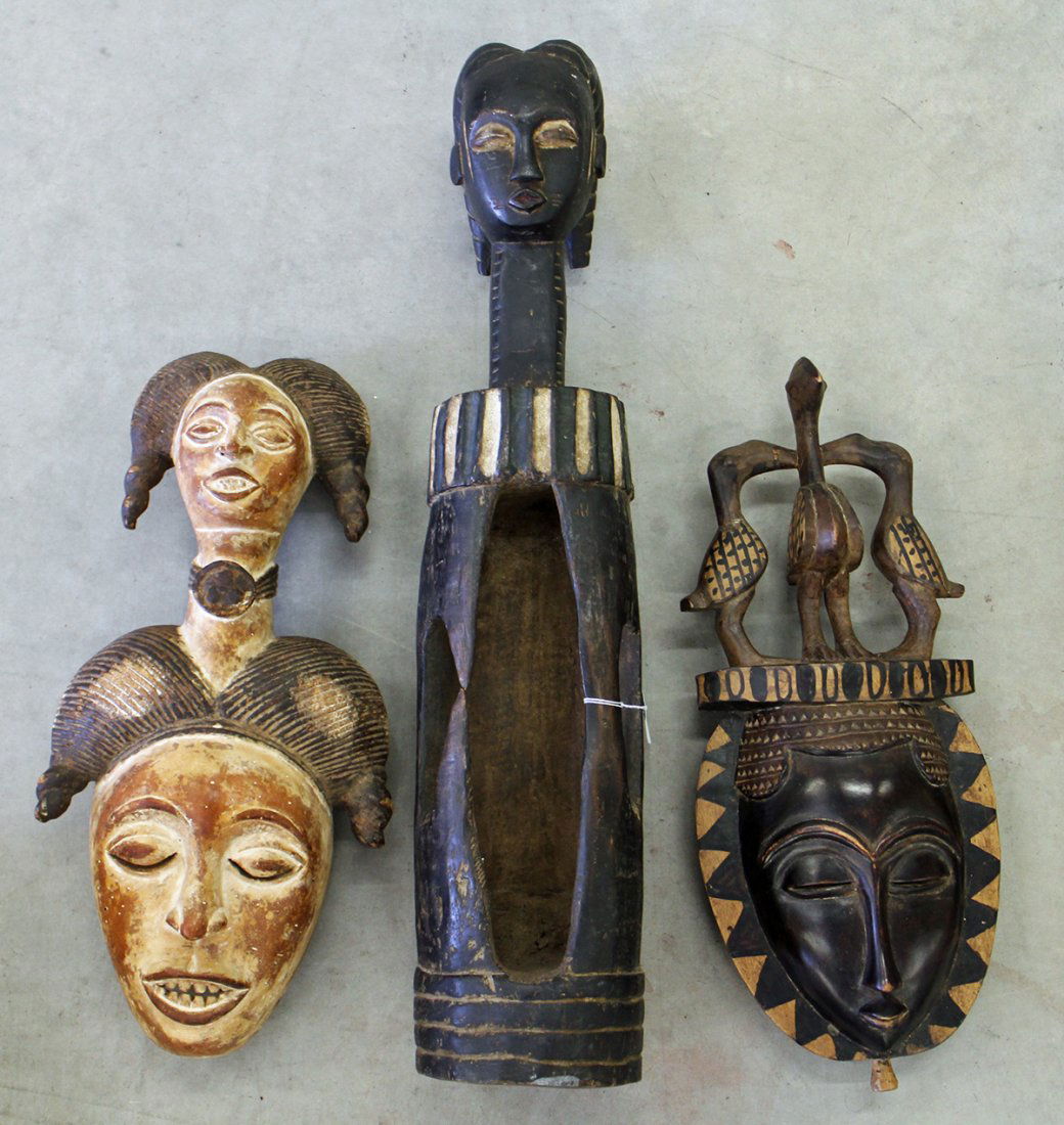 COLLECTION OF AFRICAN MASKS & STATUE (1 of 1)