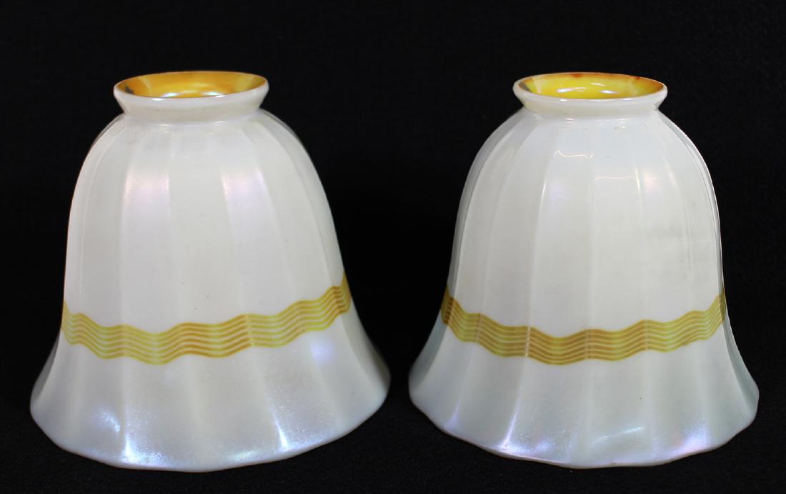 PAIR OF STEUBEN CALCITE & GOLD AURENE LAMP SHADES (1 of 4)