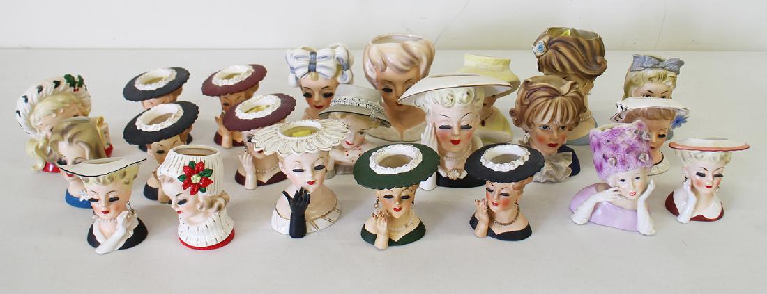(22) VINTAGE LADY HEAD VASES - NAPCO LEFTON RELPO (1 of 4)
