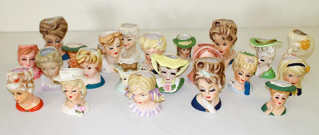 (22) VINTAGE LADY HEAD VASES (1 of 4)