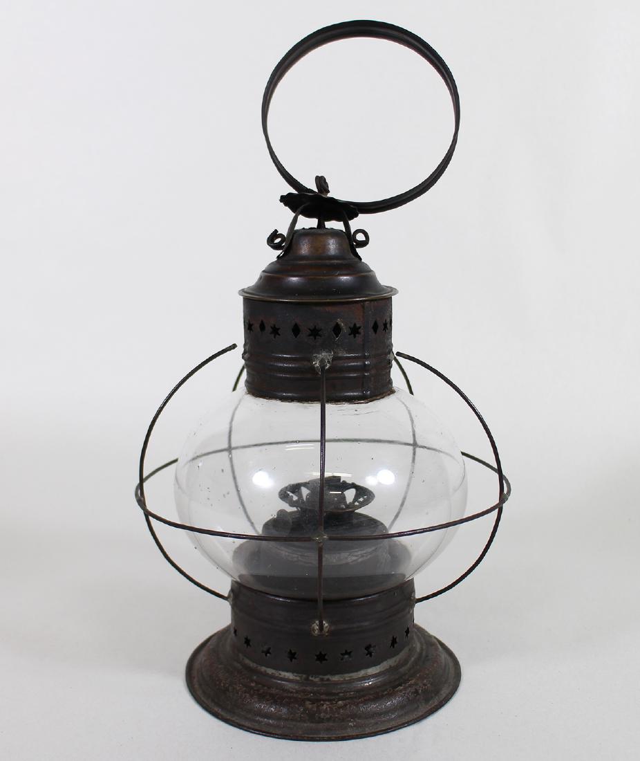 EARLY AMERICAN GLASS & PUNCH TIN ONION LANTERN (1 of 3)