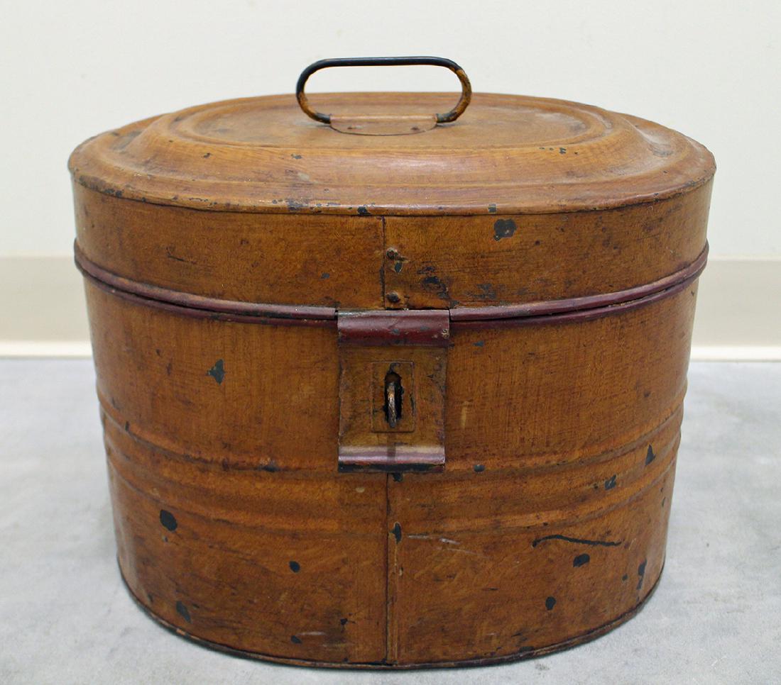19th CENTURY VICTORIAN TIN HAT BOX (1 of 2)