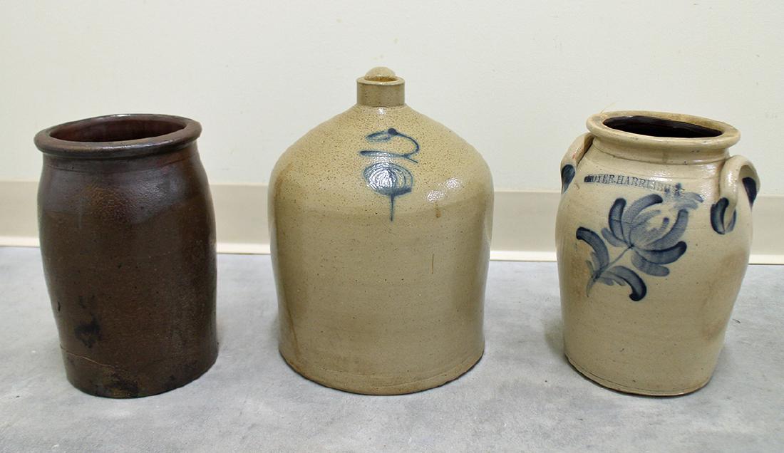 (3) ANTIQUE STONEWARE CROCKS & JUG (1 of 4)