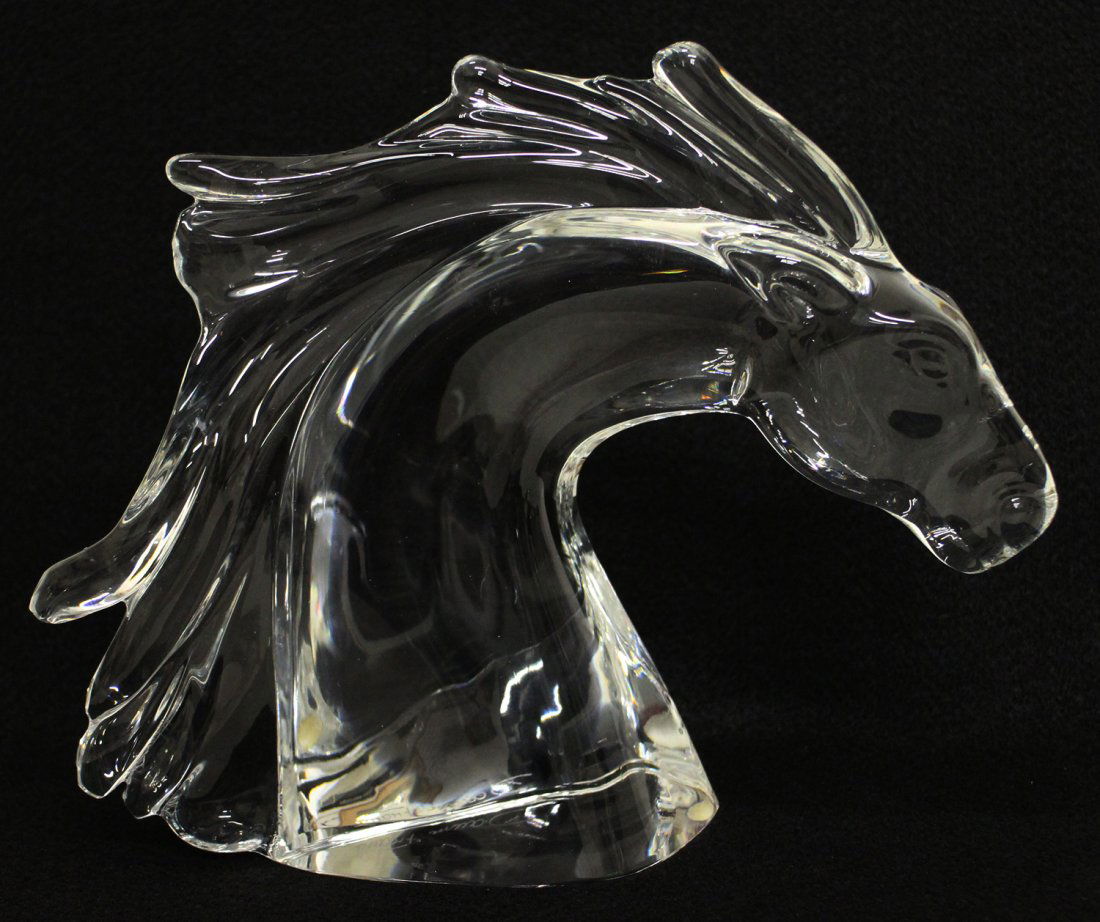 DAUM CRYSTAL HORSE HEAD SCULPTURE (1 of 2)