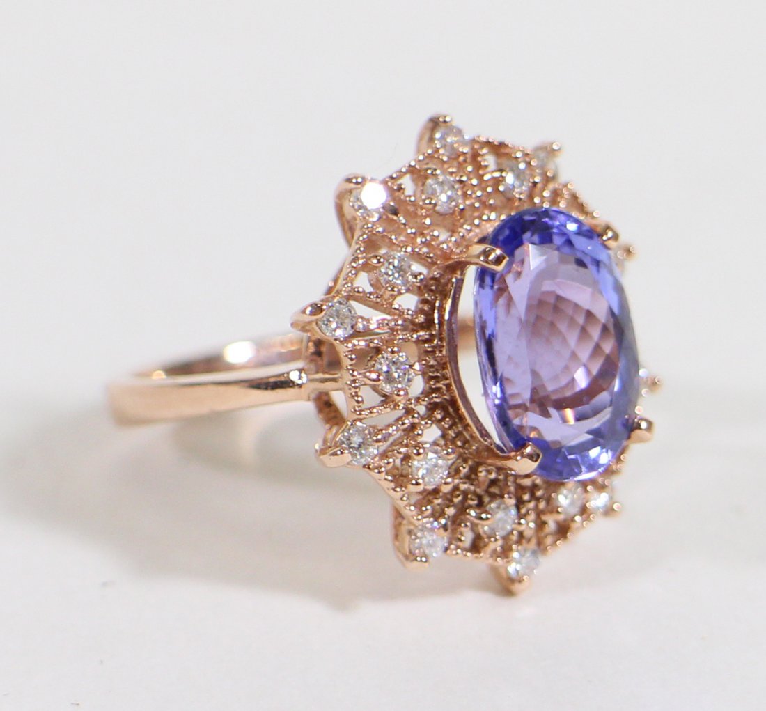 14K ROSE GOLD TANZANITE & DIAMOND RING (1 of 4)