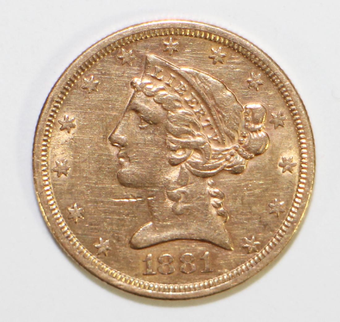 1881-S $5 LIBERTY GOLD COIN (1 of 2)