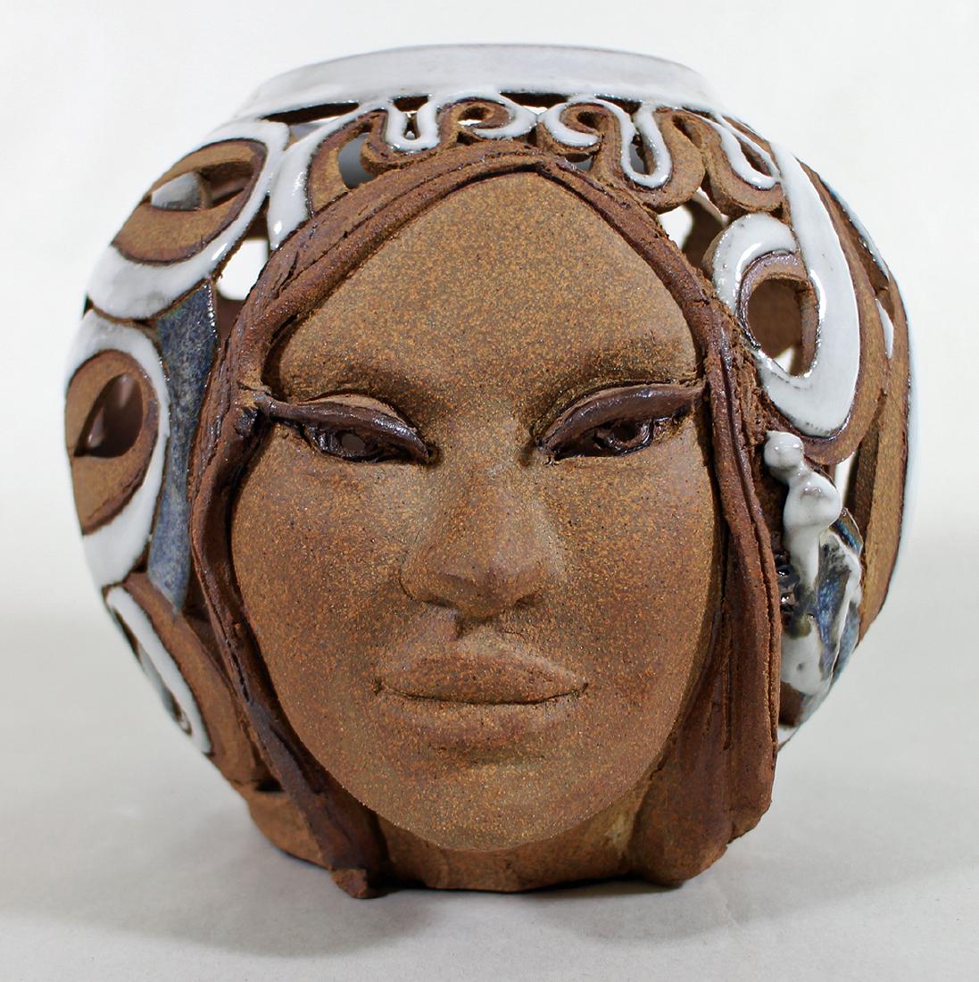 SIGNED CONTEMPORARY POTTERY CANDLE VASE (1 of 4)