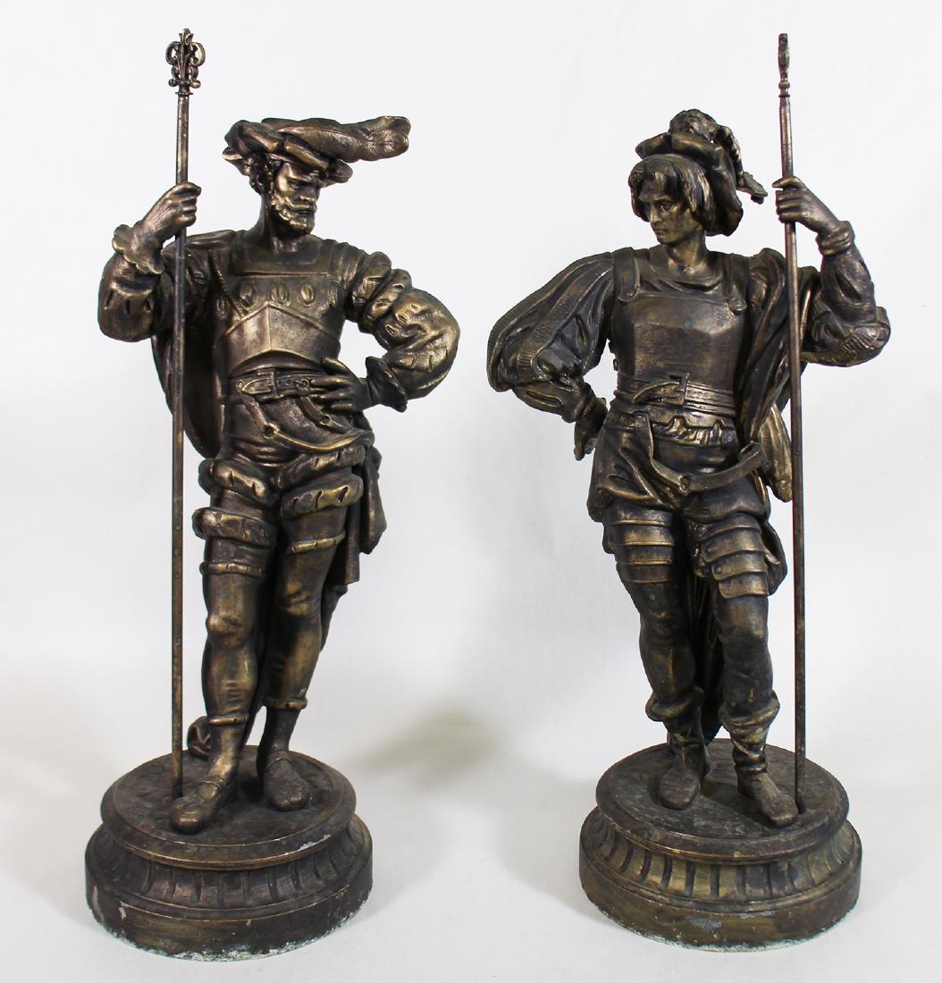 (2) METAL CONQUISTADOR STATUES