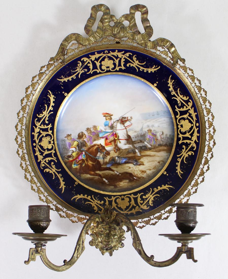 SEVRES BRONZE MOUNTED PLATE WALL SCONCE (1 of 3)