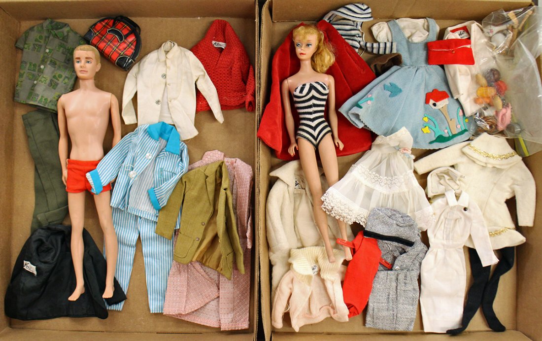 VINTAGE 1960 PONYTAIL BARBIE & KEN DOLL & CLOTHES (1 of 3)