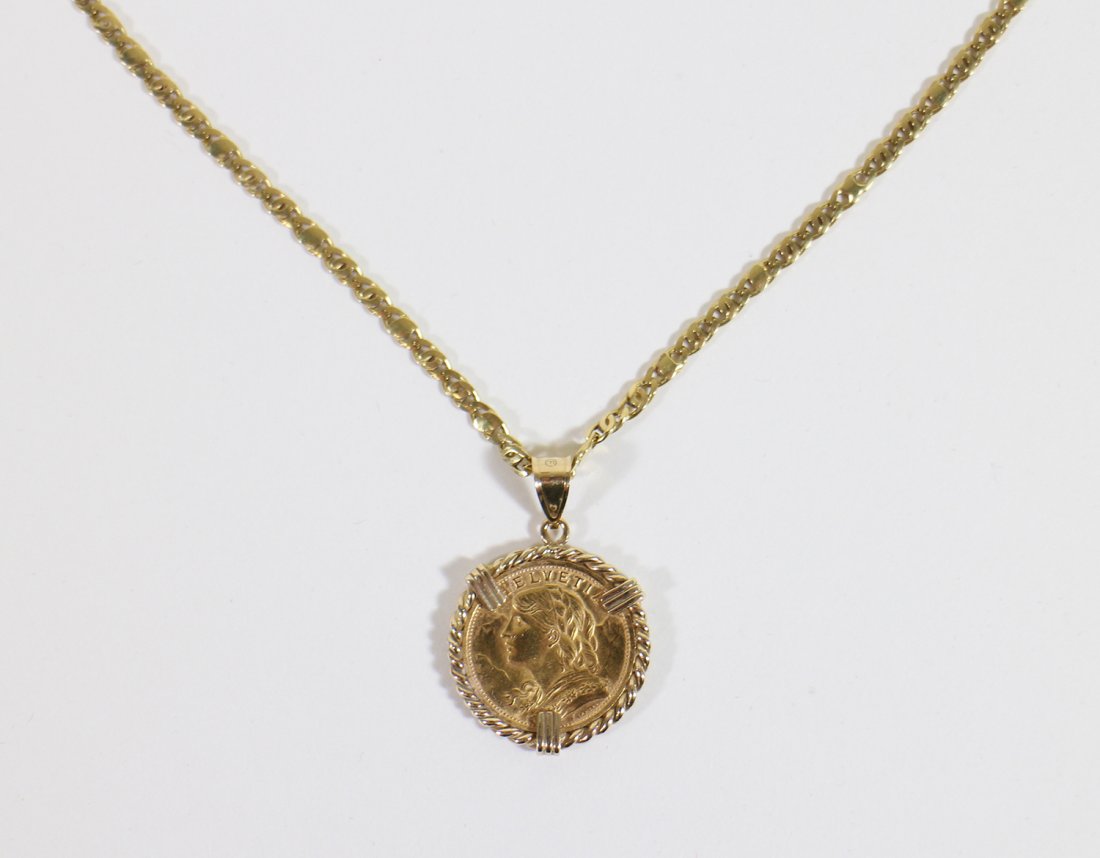 1927 SWISS GOLD 20 FRANC COIN W/ 18K CHAIN (1 of 3)