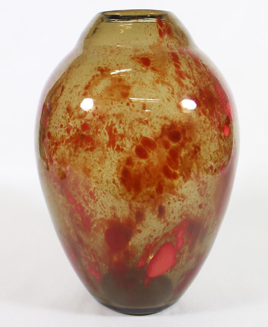 SCHNEIDER MOTTLED RED & AMBER ART GLASS VASE (1 of 4)