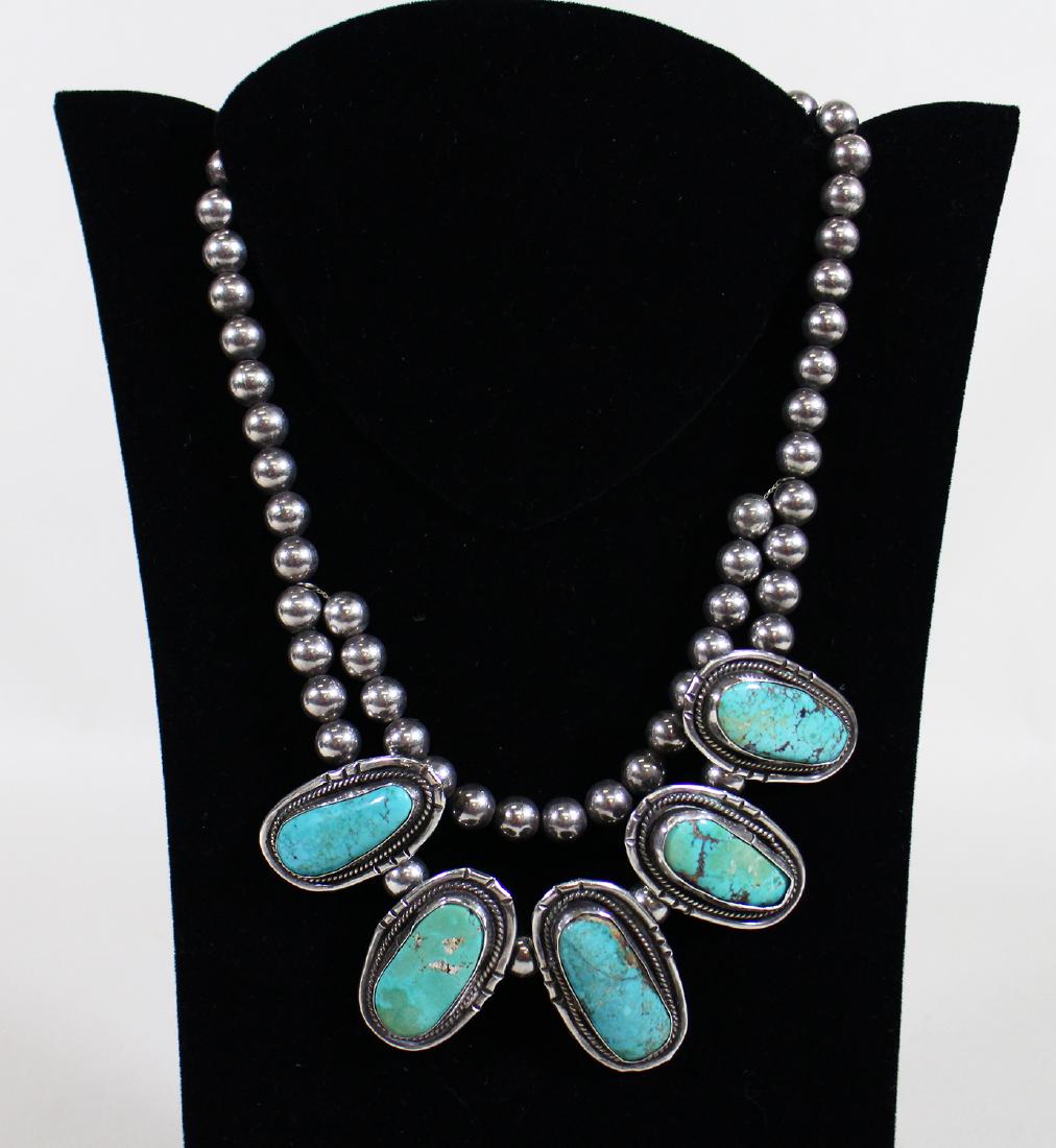 VINTAGE MEXICAN STERLING TURQUOISE NECKLACE (1 of 2)