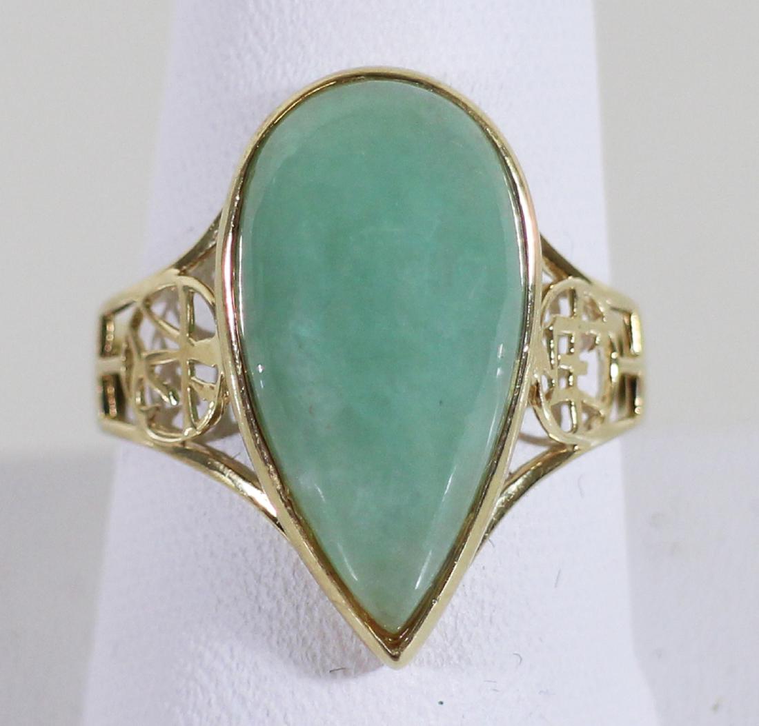 14K YELLOW GOLD 7.00 CARAT APPLE JADE RING (1 of 3)