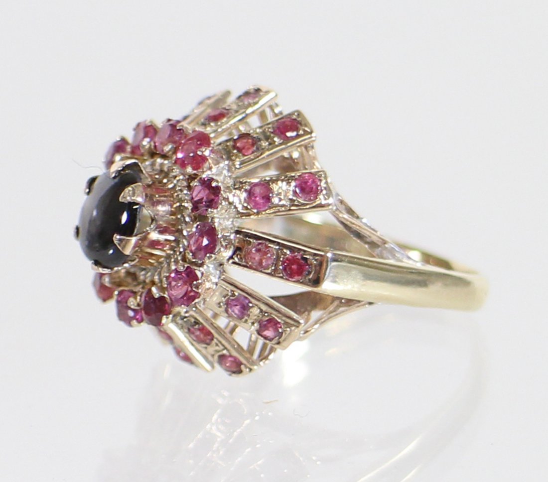 VINTAGE 14K SAPPHIRE & RUBY CHANDELIER RING (1 of 3)