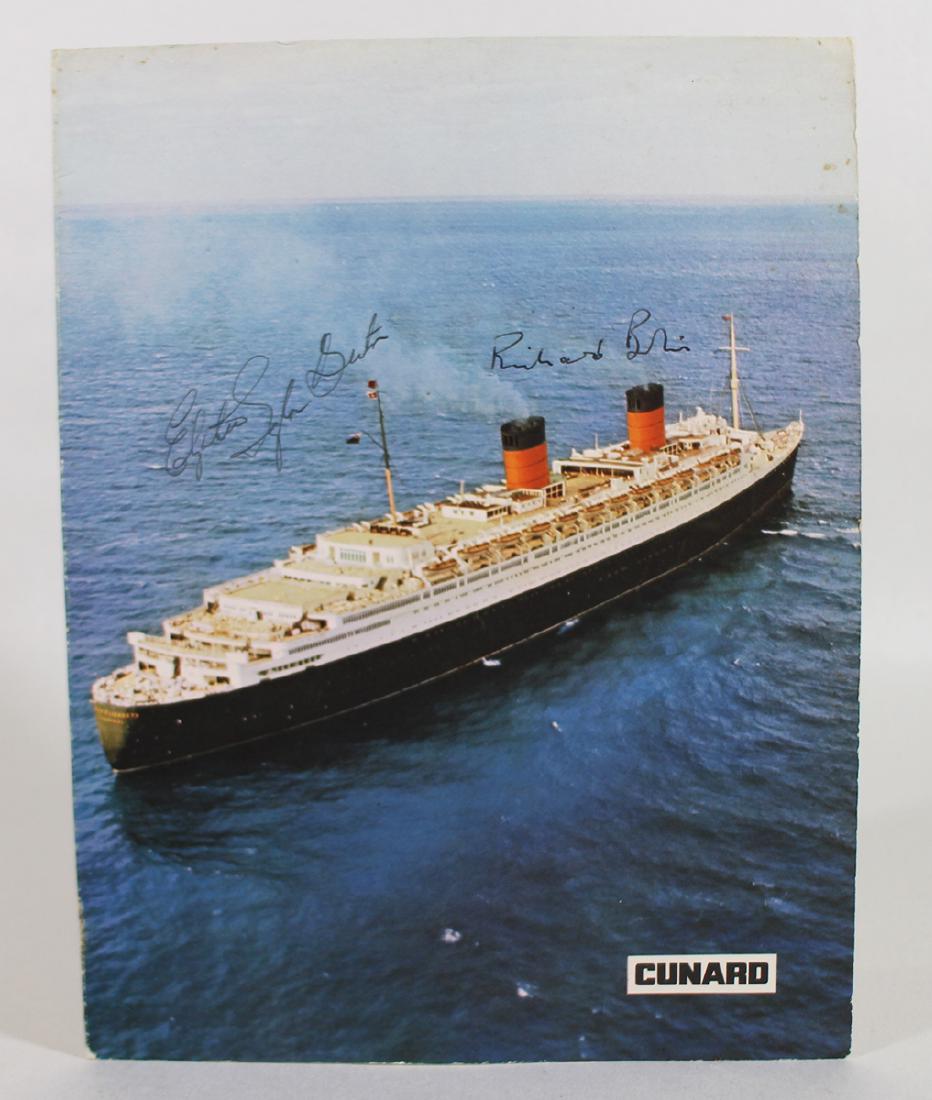 1968 CUNARD MENU SIGNED ELIZABETH TAYLOR & BURTON (1 of 4)