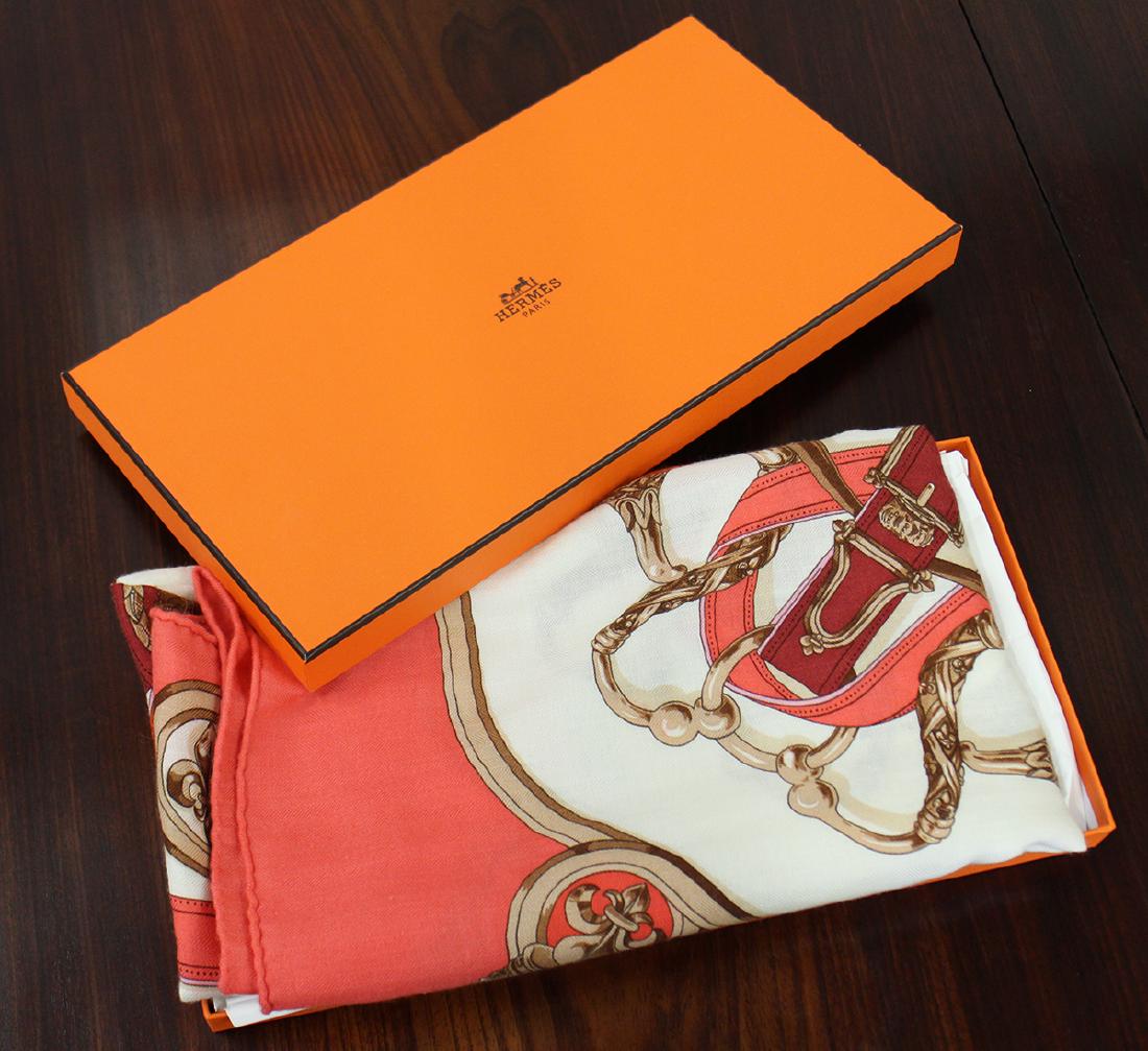 HERMES "CAVALCADOUR" CASHMERE SILK SCARF (1 of 3)