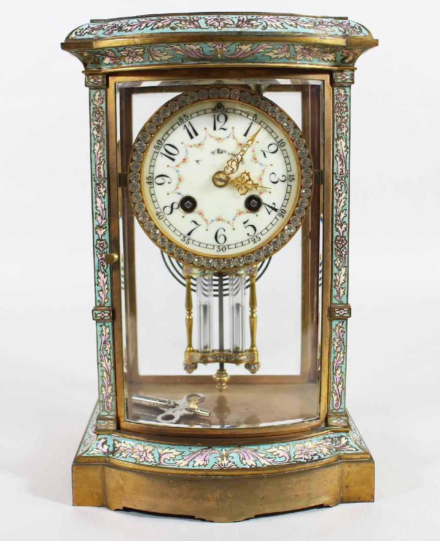 FRENCH JAPY FRERES BRONZE CLOISONNE MANTLE CLOCK (1 of 4)