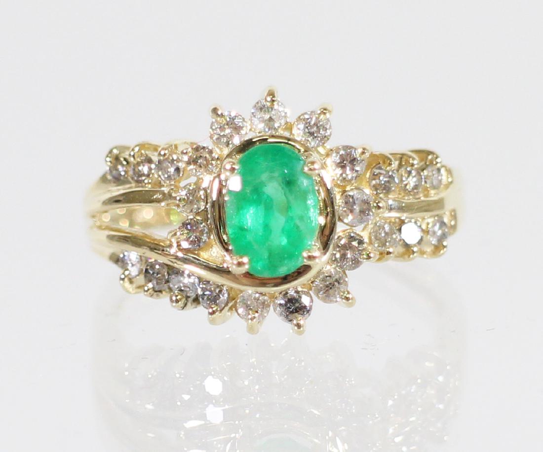 14K COLUMBIAN EMERALD & DIAMOND RING (1 of 3)