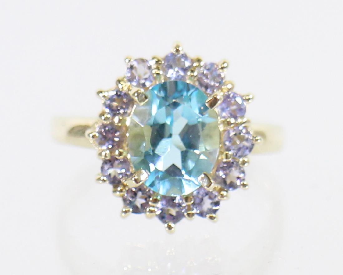 14K YELLOW GOLD BLUE TOPAZ & TANZANITE RING (1 of 2)