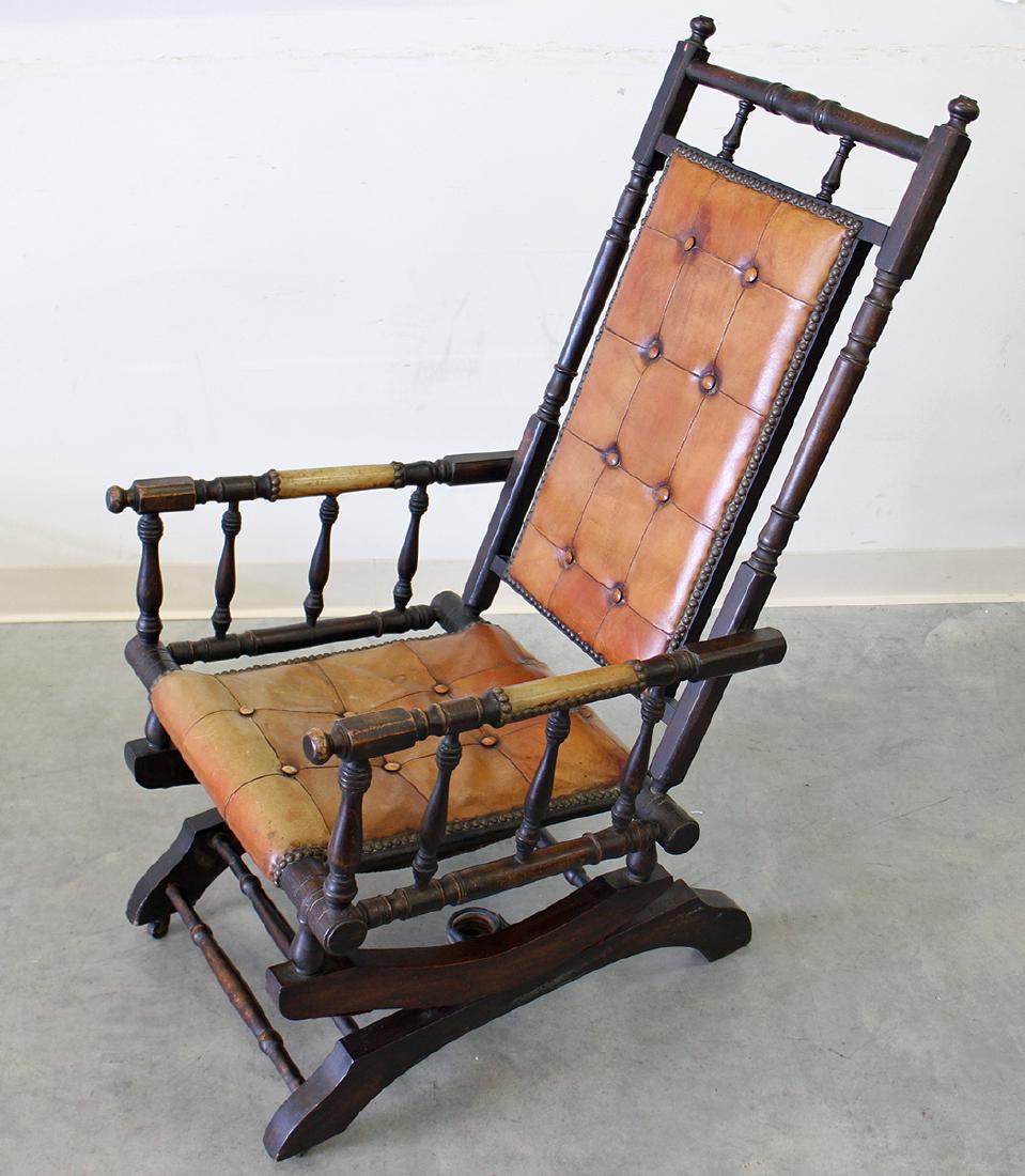 ANTIQUE LEATHER ROCKING CHAIR (1 of 2)
