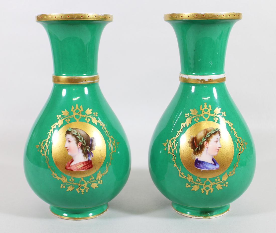 (2) HAND PAINTED PORTRAIT VASES (1 of 3)