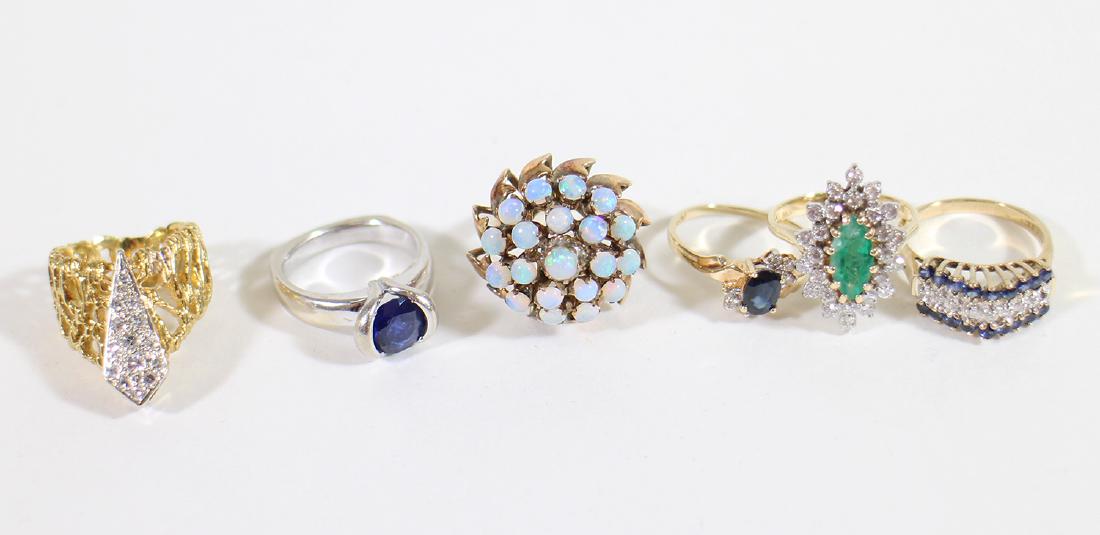 (6) 10K to 14K GOLD DIAMOND & GEMSTONE RINGS (1 of 3)