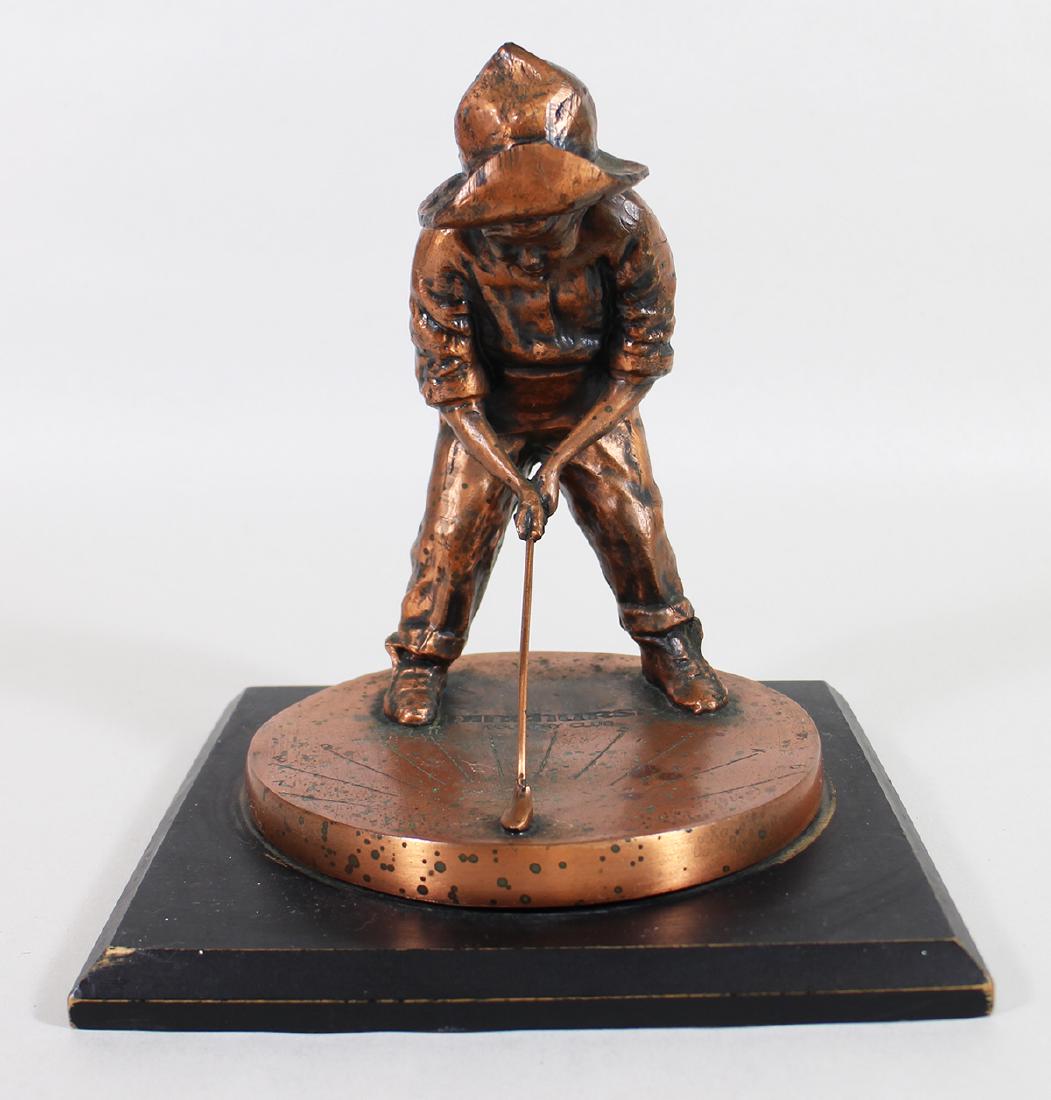 PINEHURST GOLF CLUB "PUTTER BOY" TROPHY: Pinehurst Country Club golf trophy. Balfour label on base. 9" x 9" x 9"