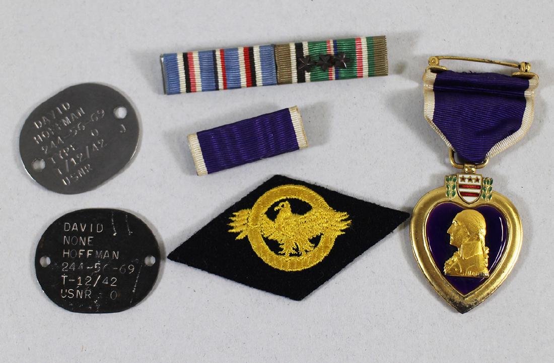 WWII PURPLE HEART MEDAL, DOG TAGS, & BARS (1 of 2)
