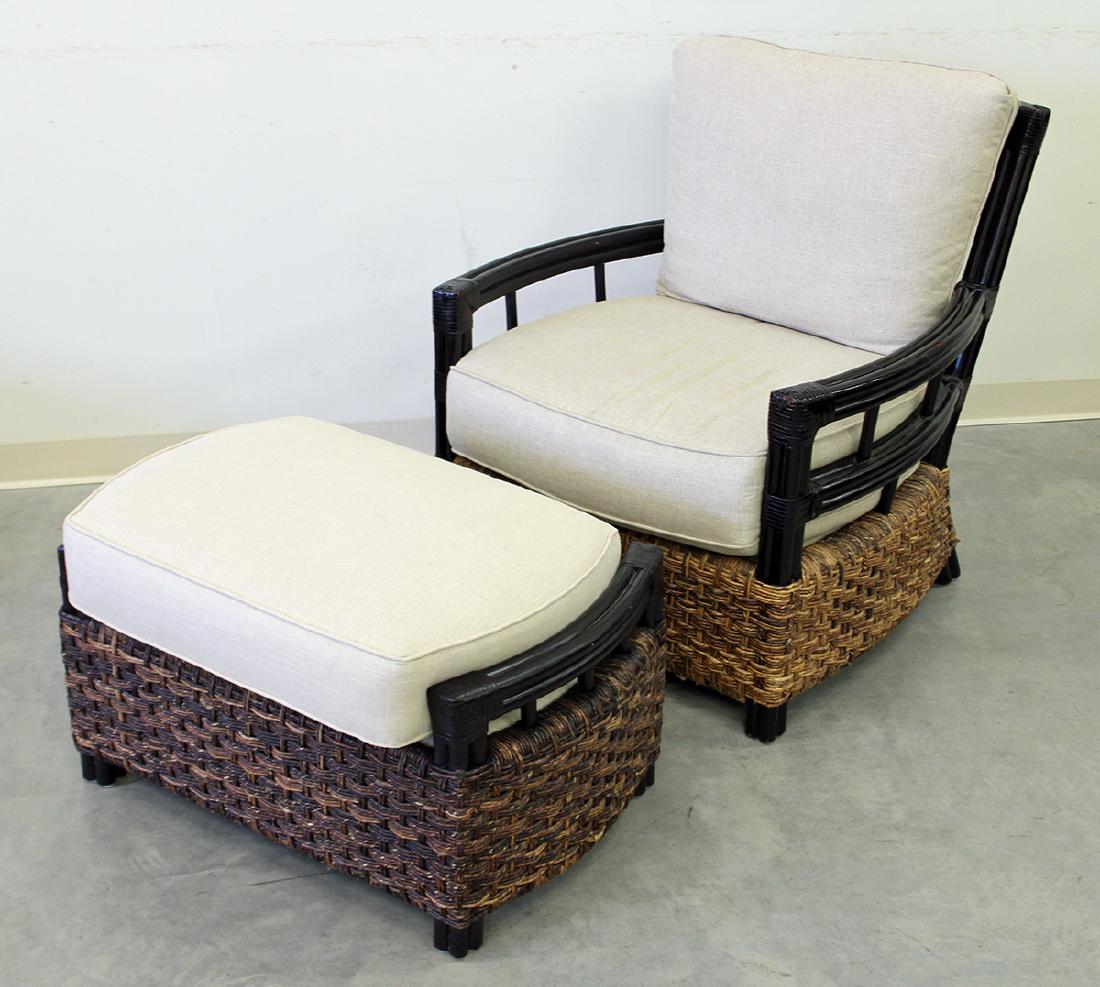 DAVID FRANCIS RATTAN LOUNGE CHAIR & OTTOMAN (1 of 3)