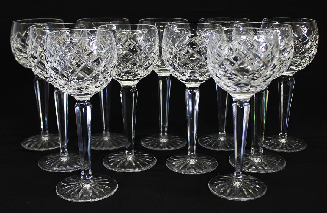 (11) WATERFORD CRYSTAL COMERAGH WINE HOCKS: Set of (11) Waterford Crystal Comeragh pattern wine hock glasses. 7 3/8" Tall.