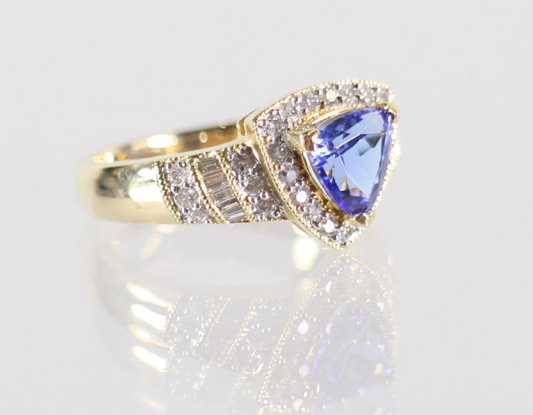 14K 1.42 CARAT TRILLION TANZANITE & DIAMOND RING (1 of 2)