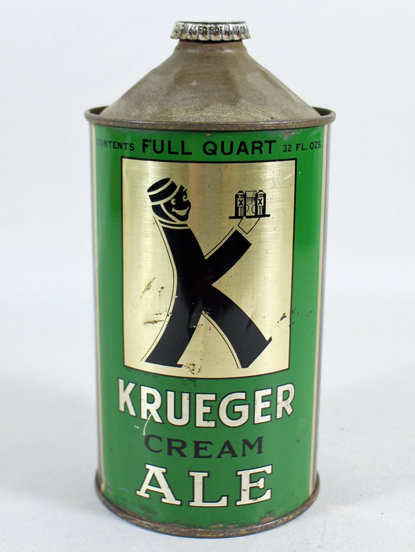 KRUEGER CREAM ALE FULL QUART CONE TOP BEER CAN (1 of 2)