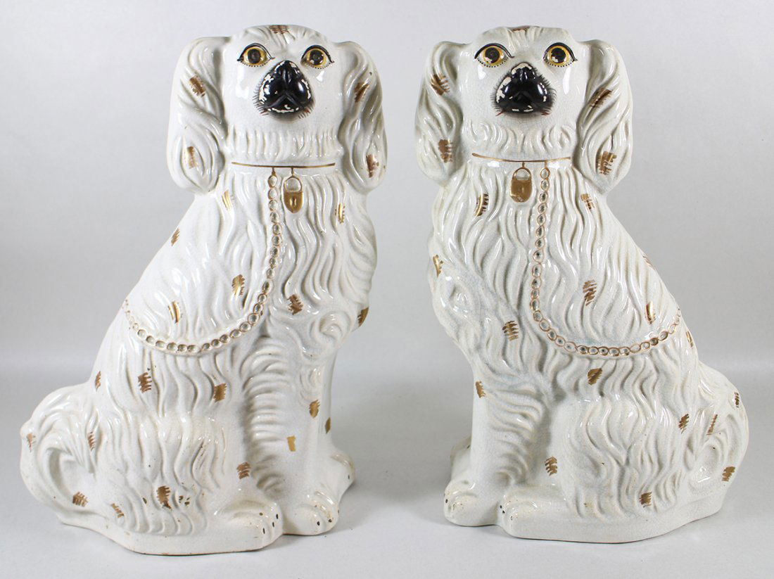(2) 19TH CENTURY STAFFORDSHIRE SPANIEL DOGS (1 of 3)