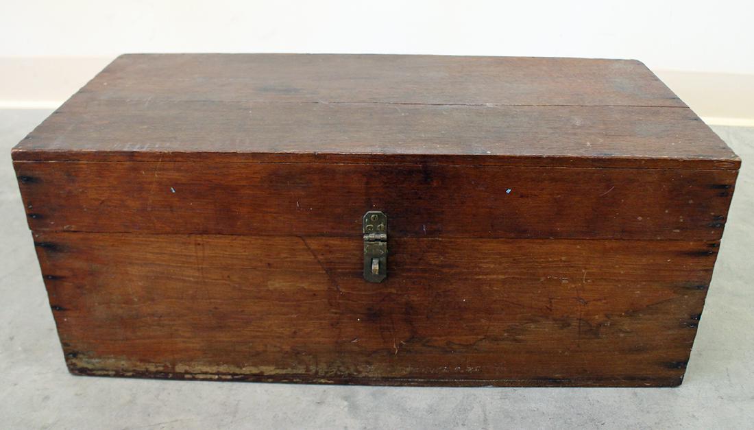 19TH CENTURY CHEST: 19th Century chest or tool box. Measures 24" x 11" x 9.75"