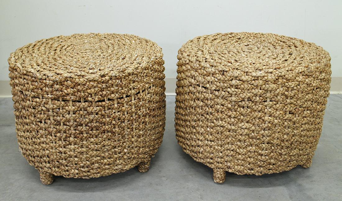 (2) WICKER BENCH STOOLS (1 of 2)