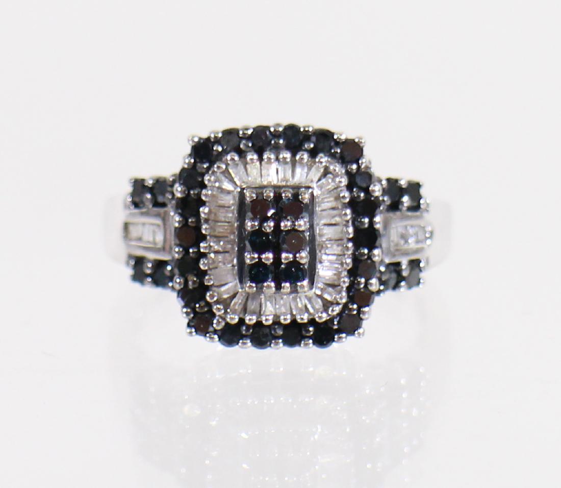 10KT WHITE GOLD BLACK & WHITE DIAMOND RING (1 of 2)