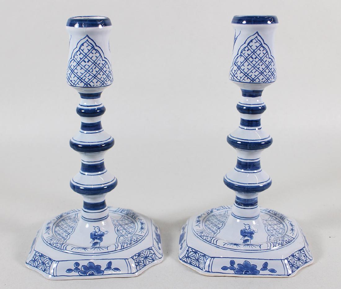 (2) DELFT WILLIAMSBURG CANDLESTICKS (1 of 2)