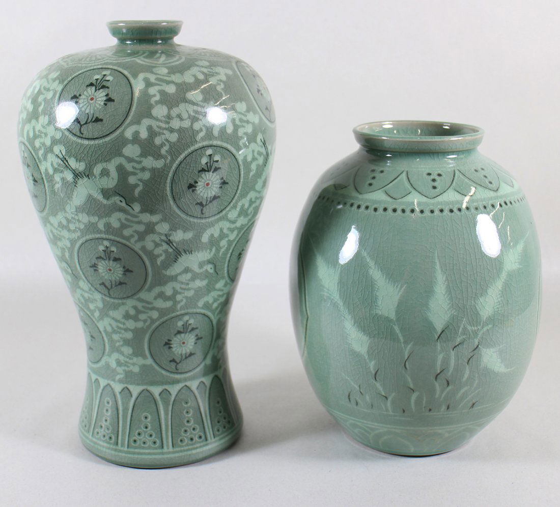 (2) KOREAN CELADON VASES (1 of 4)