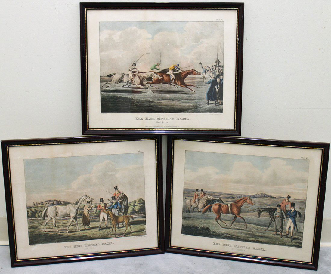 (3) HENRY ALKEN COLORED HORSE RACING ENGRAVINGS (1 of 4)