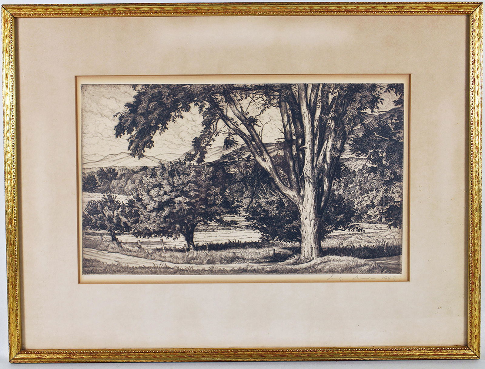 LUIGI LUCIONI "BEYOND THE ELM" SIGNED ETCHING (1 of 3)