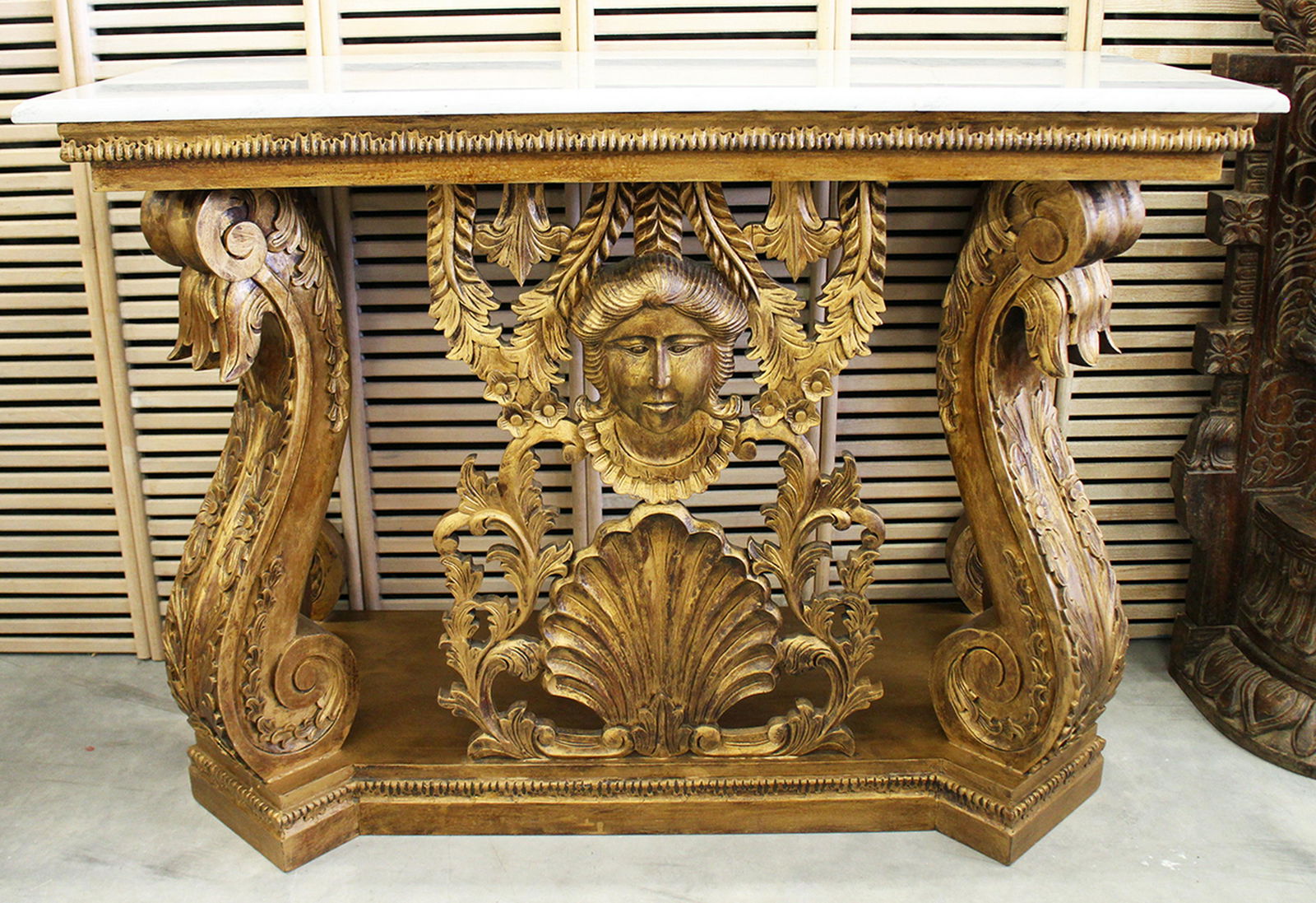 NEOCLASSICAL STYLE MARBLE TOP CONSOLE TABLE (1 of 5)