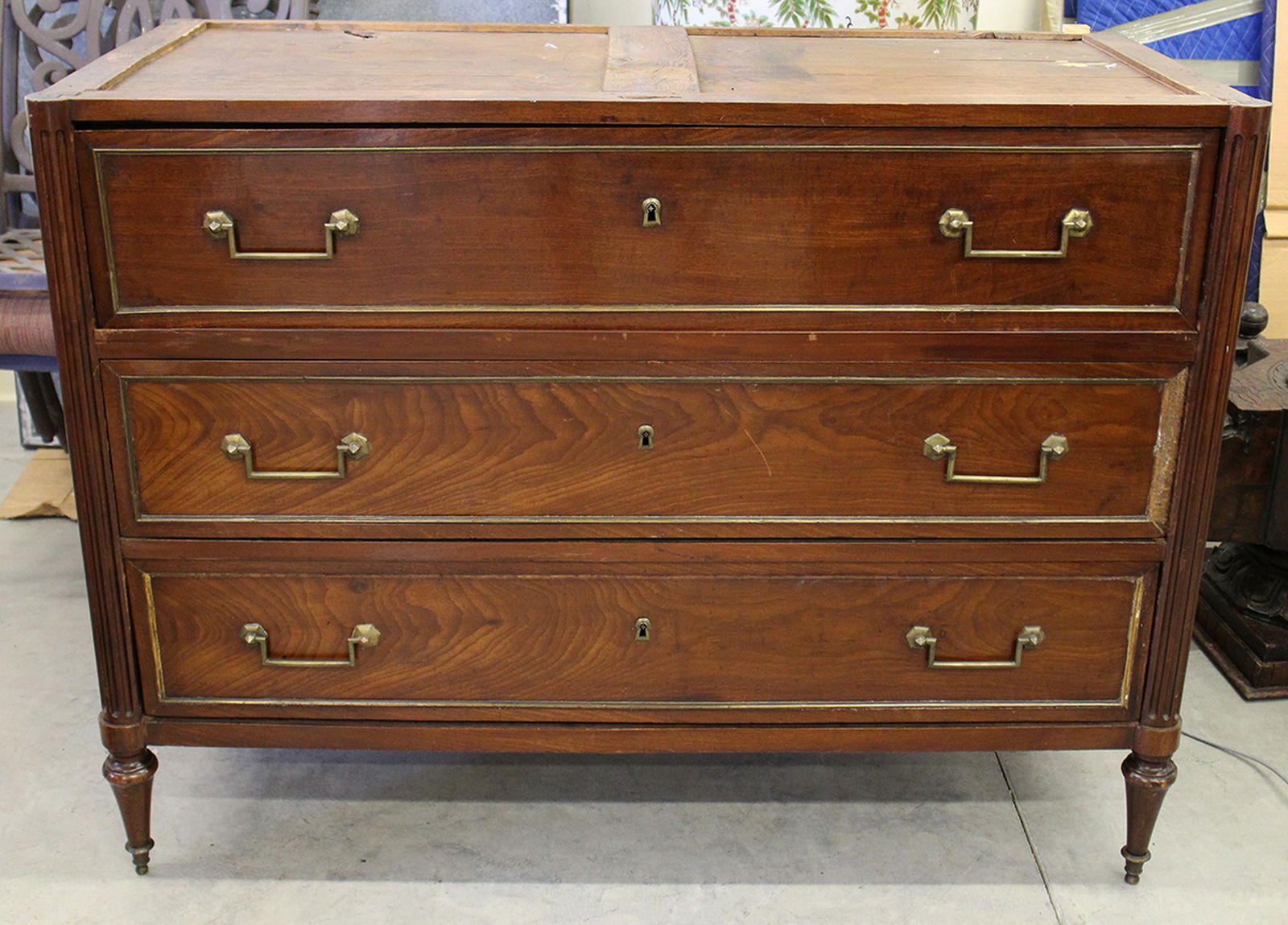 ANTIQUE THREE DRAWER CHEST (1 of 6)